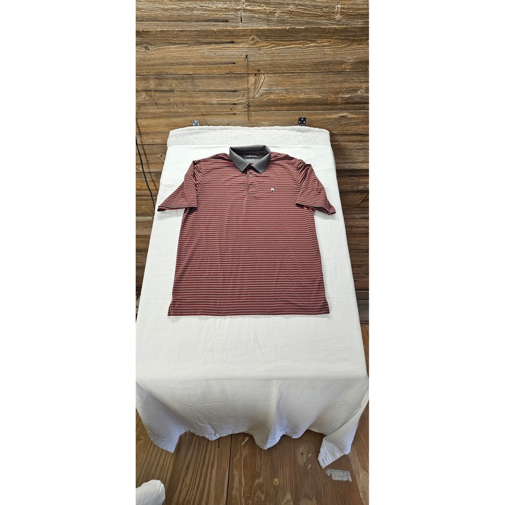 Southern Shirt Mens Large Performance Polo Red Gray Striped Short‎ Sleeve Golf